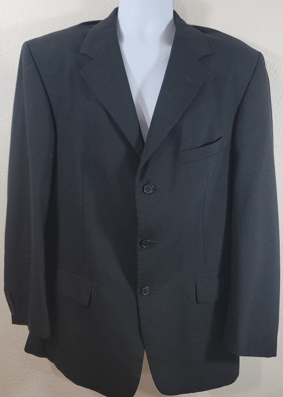 Hardwick Clothes Black 3 Button Lined Blazer 42L Lightweight Notched Collar